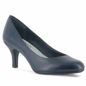 Easy Street Navy Pumps Kitten Heels Size 6.5 Comfort Dress Shoes Padded Flexible